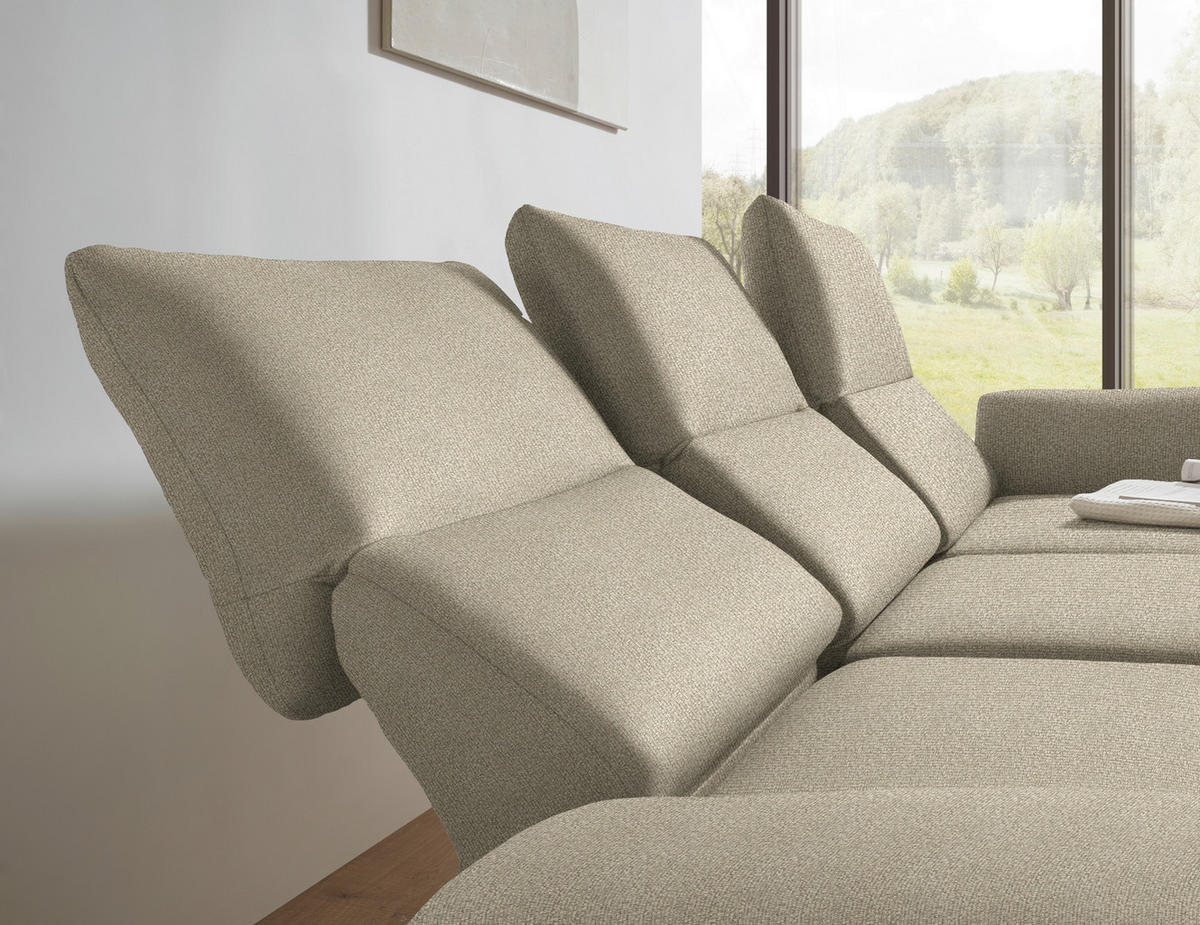 ECKSOFA Flachgewebe Beige  - Beige/Schwarz, Design, Textil/Metall (255-365/175-224cm) - Dieter Knoll