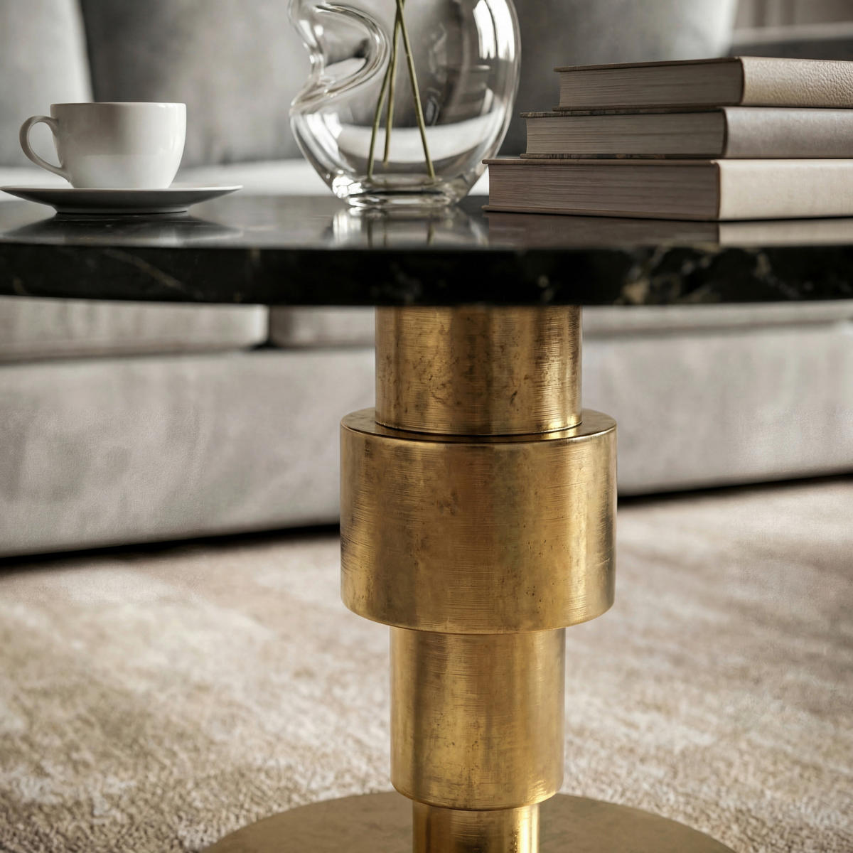 SOFFBORD i sten 60/60/39 cm  - svart/guldfärgad, Design, metall/sten (60/60/39cm) - MID.YOU
