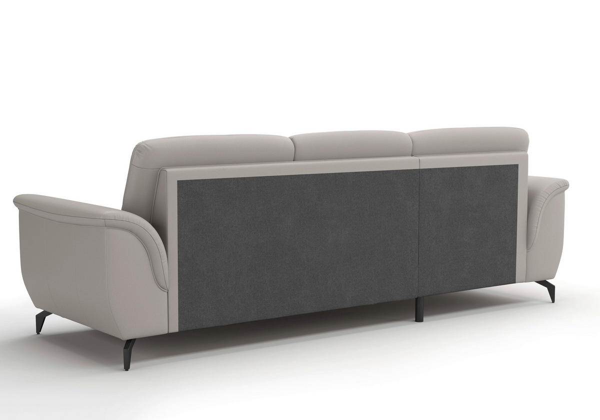 ECKSOFA in Vliesstoff Kombination Echtleder/Stoff Hellgrau  - Hellgrau/Schwarz, Modern, Leder/Textil (164/262cm) - Sit & More