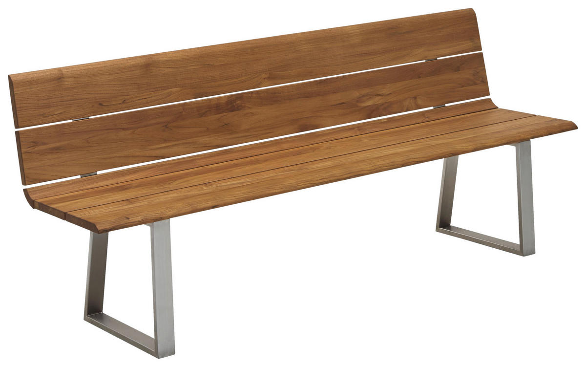GARTENBANK 200/89/52 cm Teakholz  Edelstahl  - Silberfarben/Teakfarben, Design, Holz/Metall (200/89/52cm)