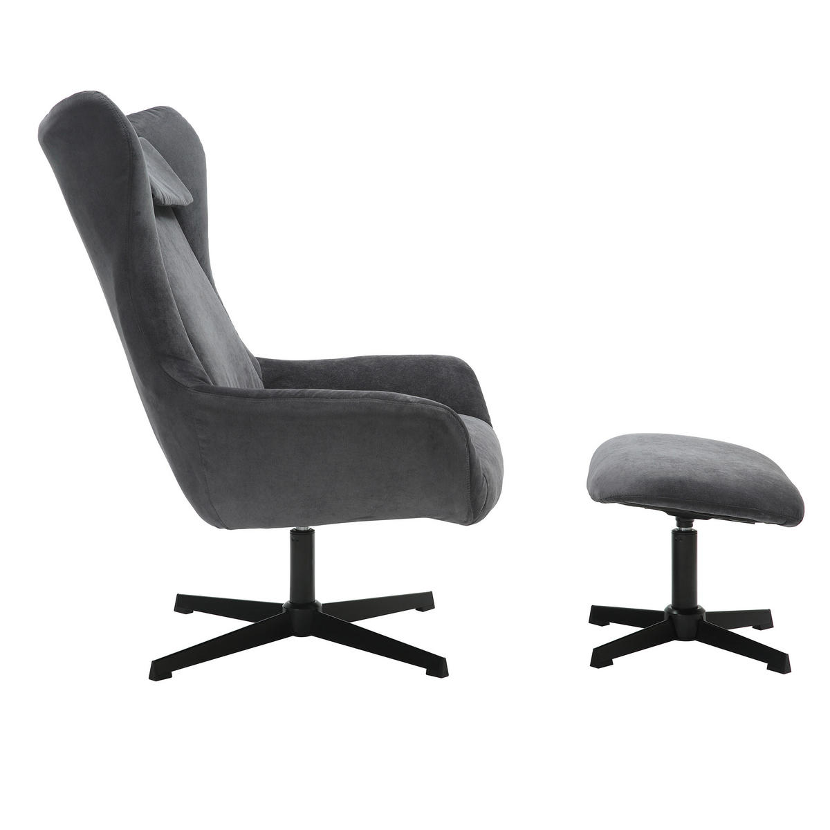 SESSELSET in Cord Anthrazit  - Anthrazit/Schwarz, MODERN, Textil/Metall (82/106/85cm) - Livetastic