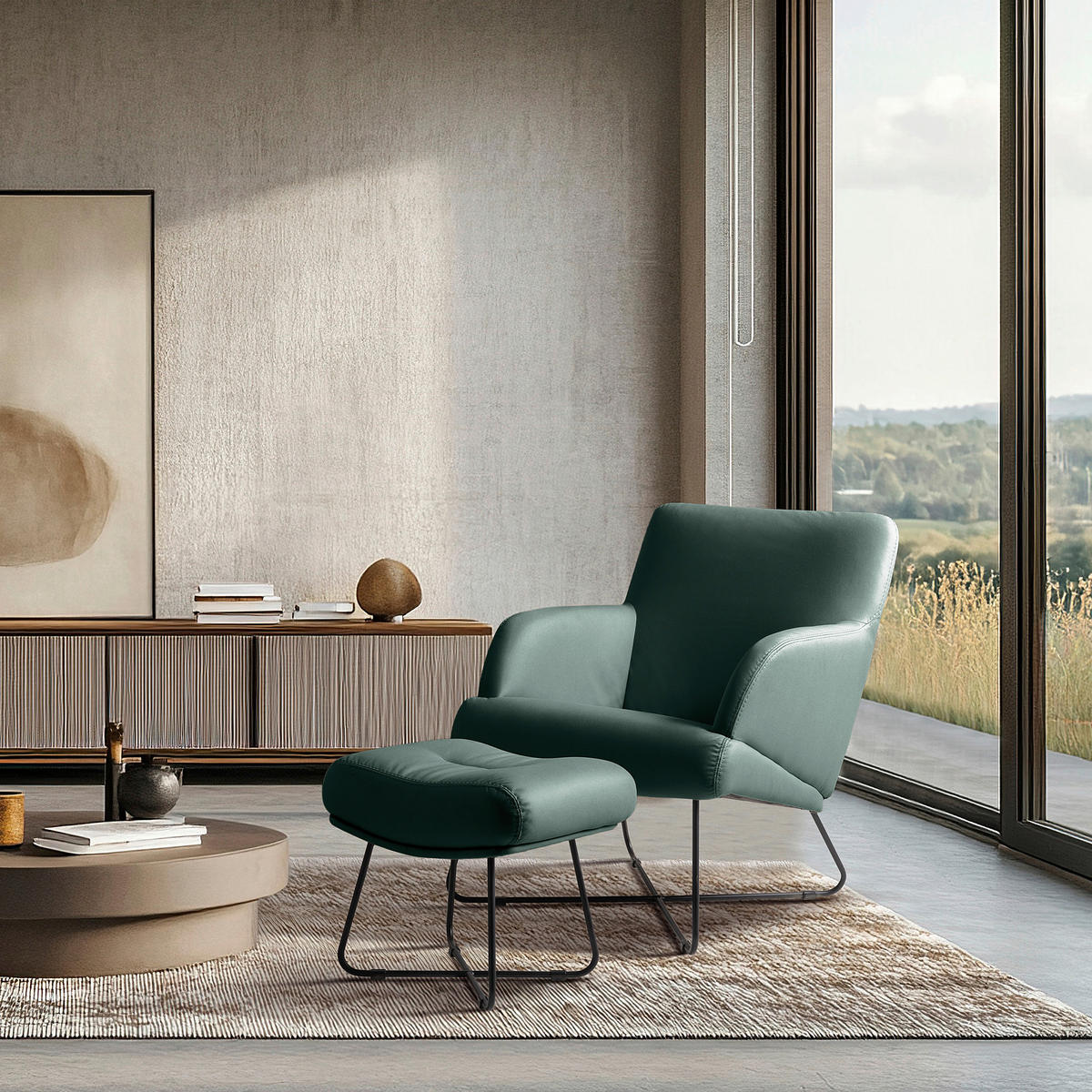 SESSEL in Lederlook Graphitfarben  - Schwarz/Graphitfarben, Design, Textil/Metall (67/87/74cm) - Livetastic