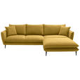 ECKSOFA  in Webstoff Currygelb  304/196 cm  - Currygelb/Schwarz, KONVENTIONELL, Textil/Metall (304/196cm) - Hom`in