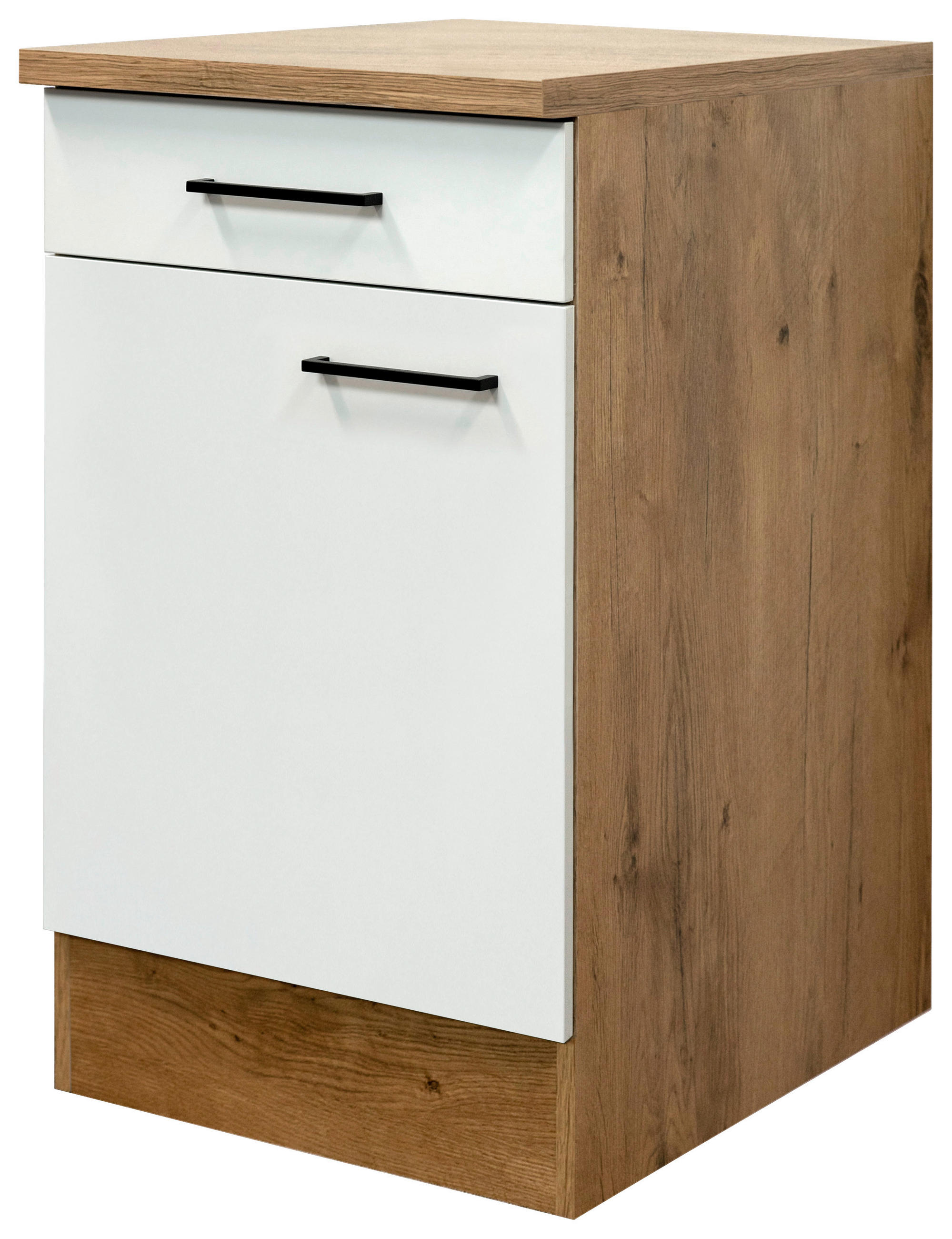 KÜCHENUNTERSCHRANK 50/85/57 cm  in Eichefarben, Magnolie  - Eichefarben/Magnolie, KONVENTIONELL, Holzwerkstoff/Metall (50/85/57cm) - FlexWell