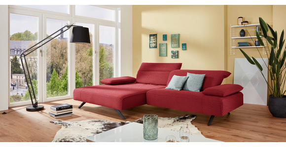 ECKSOFA in Flachgewebe Rot  - Anthrazit/Rot, Design, Textil/Metall (166/280cm) - Ambiente