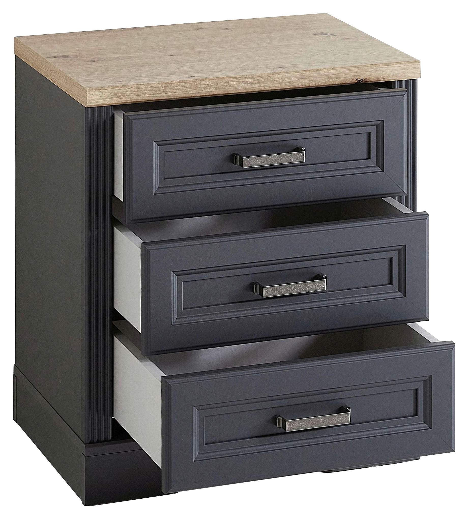ROLLCONTAINER Graphitfarben, Eiche Artisan  - Graphitfarben/Eiche Artisan, KONVENTIONELL, Holzwerkstoff/Metall (54/62/39cm) - Carryhome