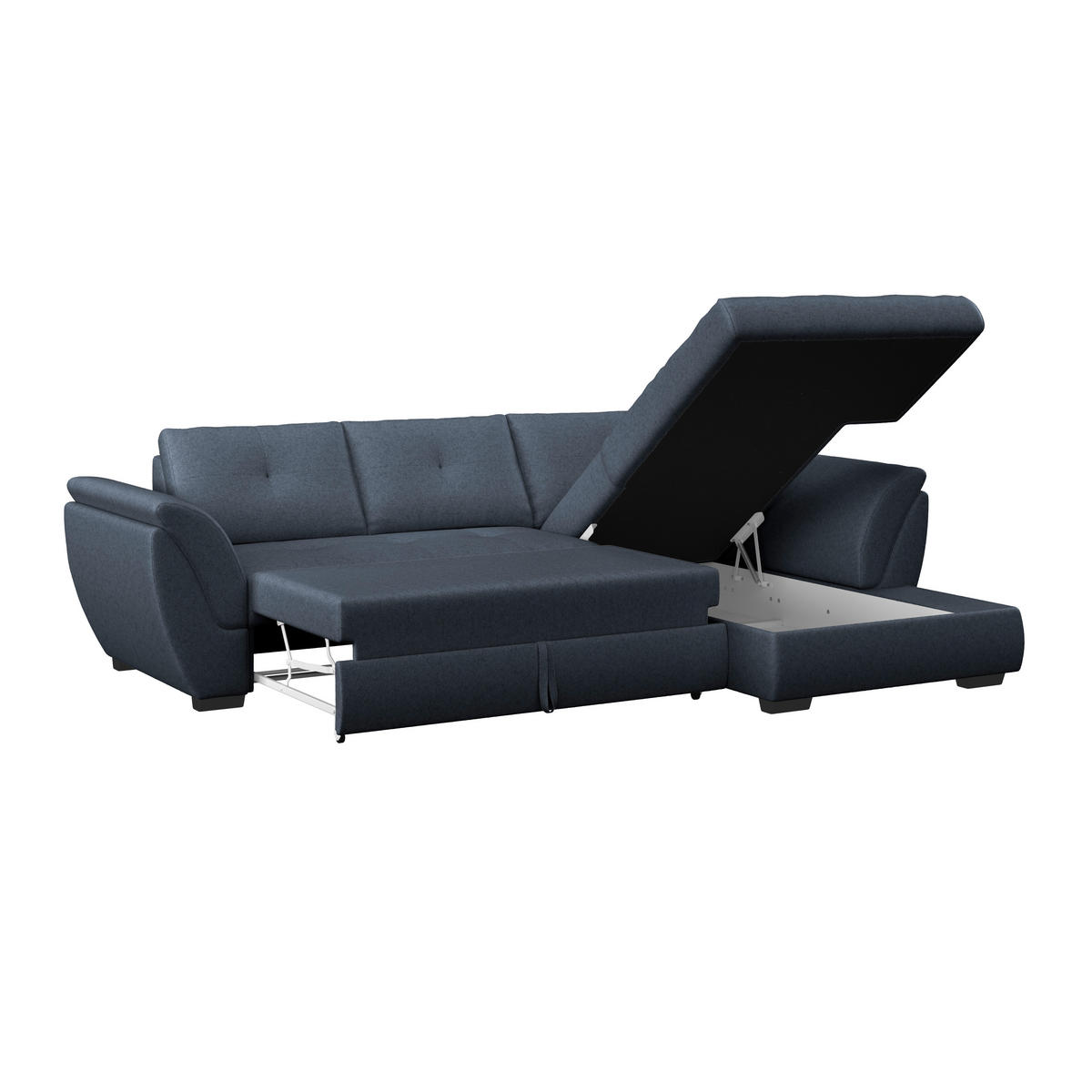 ECKSOFA Dunkelblau Webstoff  - Schwarz/Dunkelblau, Design, Kunststoff/Textil (278/187cm) - Livetastic