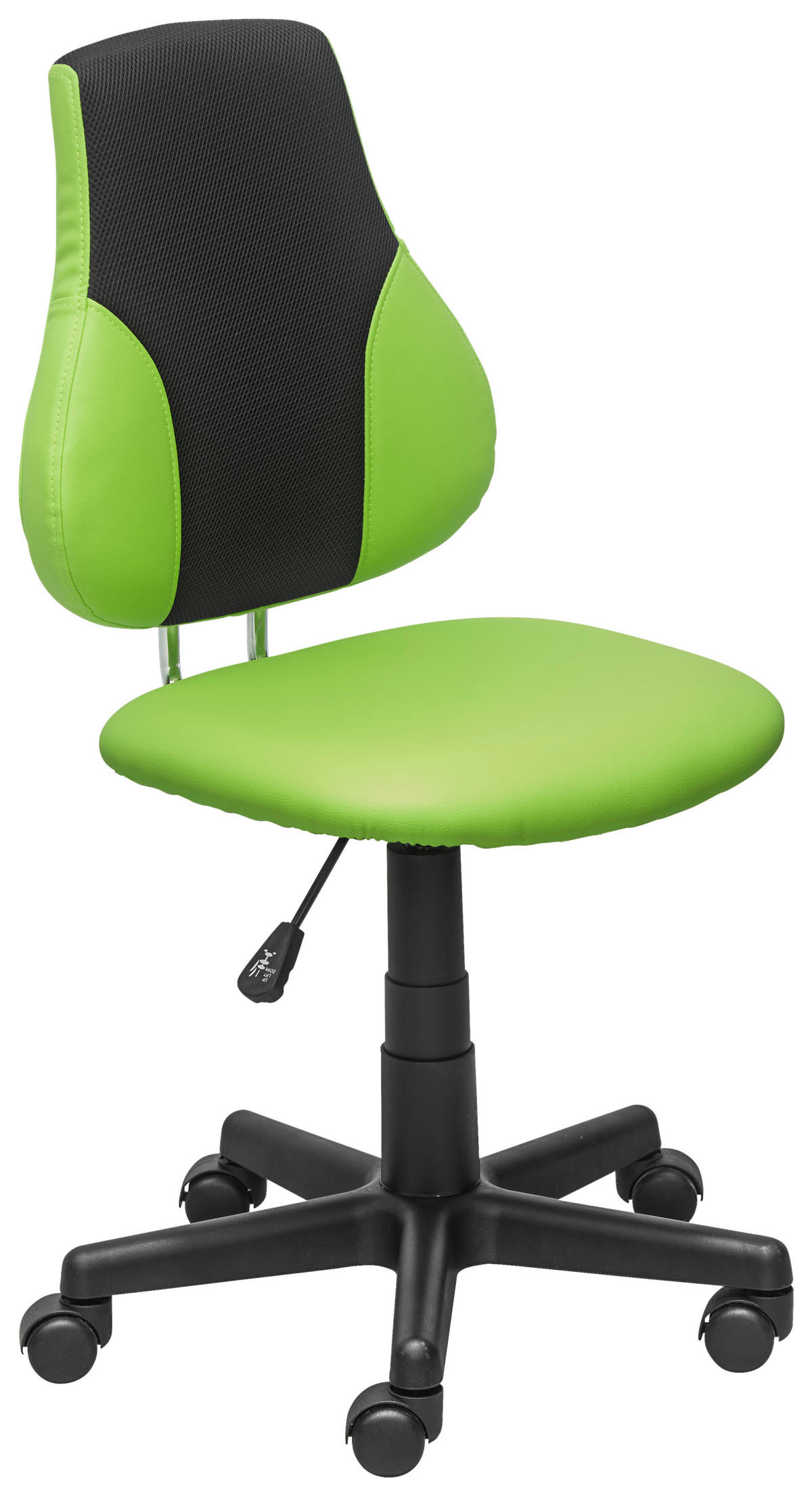 OTOČNÁ ŽIDLE PRO MLÁDEŽ, vzhled kůže, síťovina, šedá, zelená - šedá/černá, Konvenční, kov/textil (42/80-90/50cm) - Carryhome