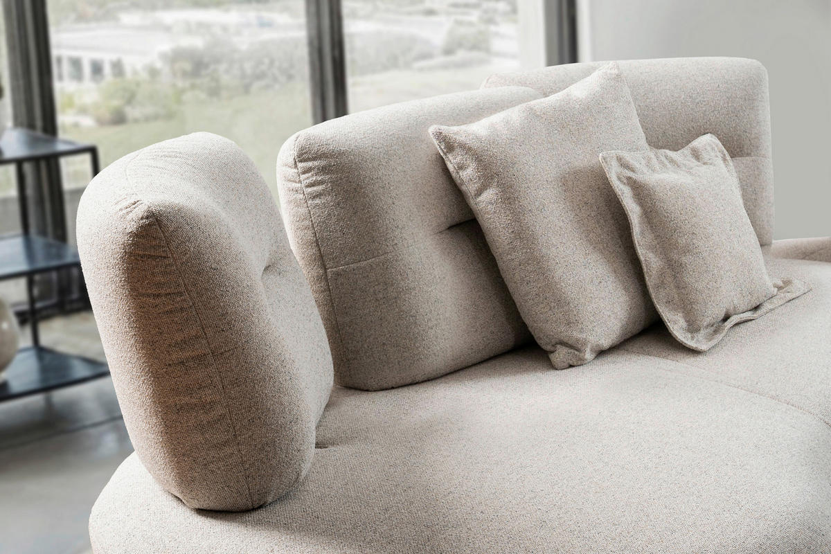 BIGSOFA Flachgewebe Beige  - Beige/Schwarz, Design, Textil/Metall (456/93/138cm) - Moderano