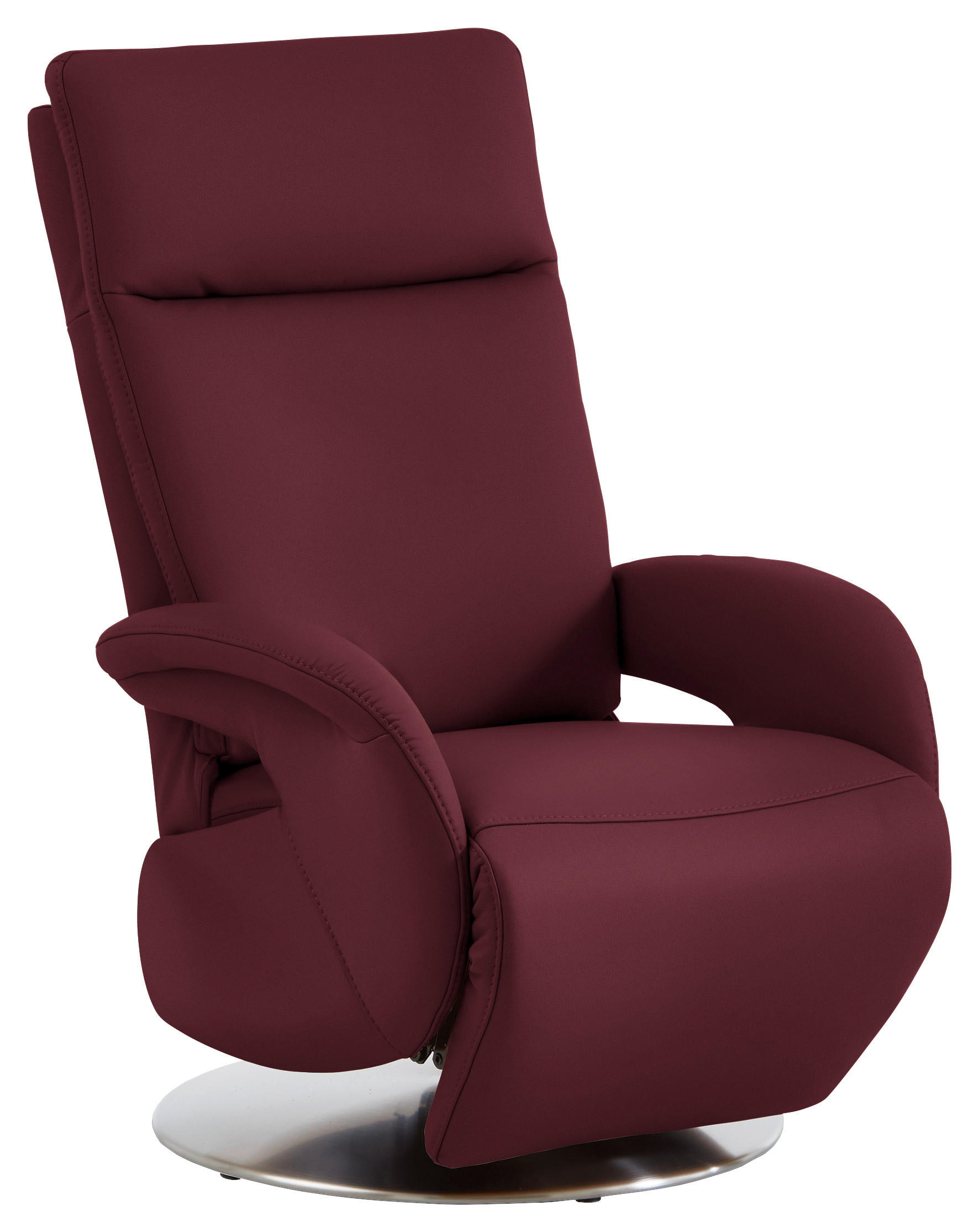 RELAXSESSEL in Leder Weinrot  - Edelstahlfarben/Weinrot, Design, Leder/Metall (70/108/80cm) - Cantus