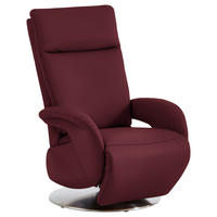 RELAXSESSEL in Leder Weinrot  - Edelstahlfarben/Weinrot, Design, Leder/Metall (70/108/80cm) - Cantus