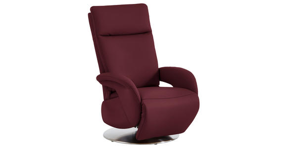 RELAXSESSEL in Leder Weinrot - Edelstahlfarben/Weinrot, Design, Leder/Metall (70/108/80cm) - Cantus