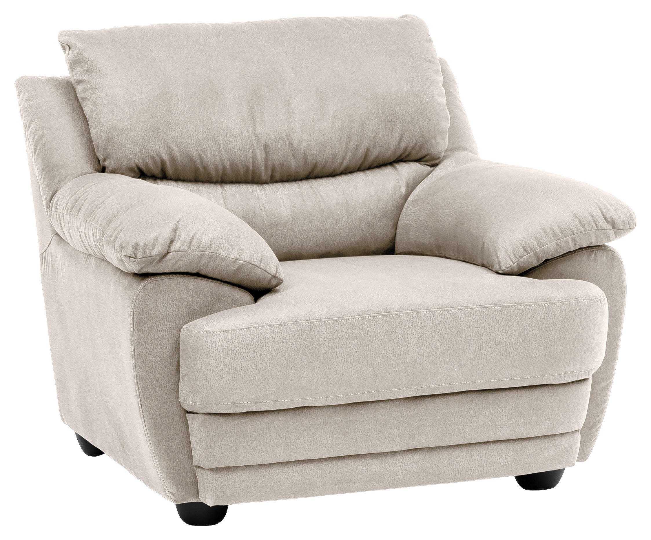 SESSEL in Mikrofaser Sandfarben - Sandfarben/Schwarz, Design, Kunststoff/Textil (117/97/100cm) - Livetastic