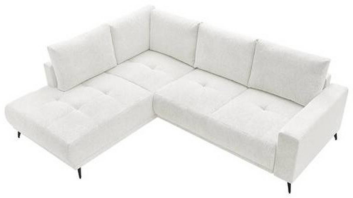 ECKSOFA RAFAEL Weiß Struktur Rückenkissen, Bettkasten  - Schwarz/Weiß, Design, Textil/Metall (218/269cm) - P & B