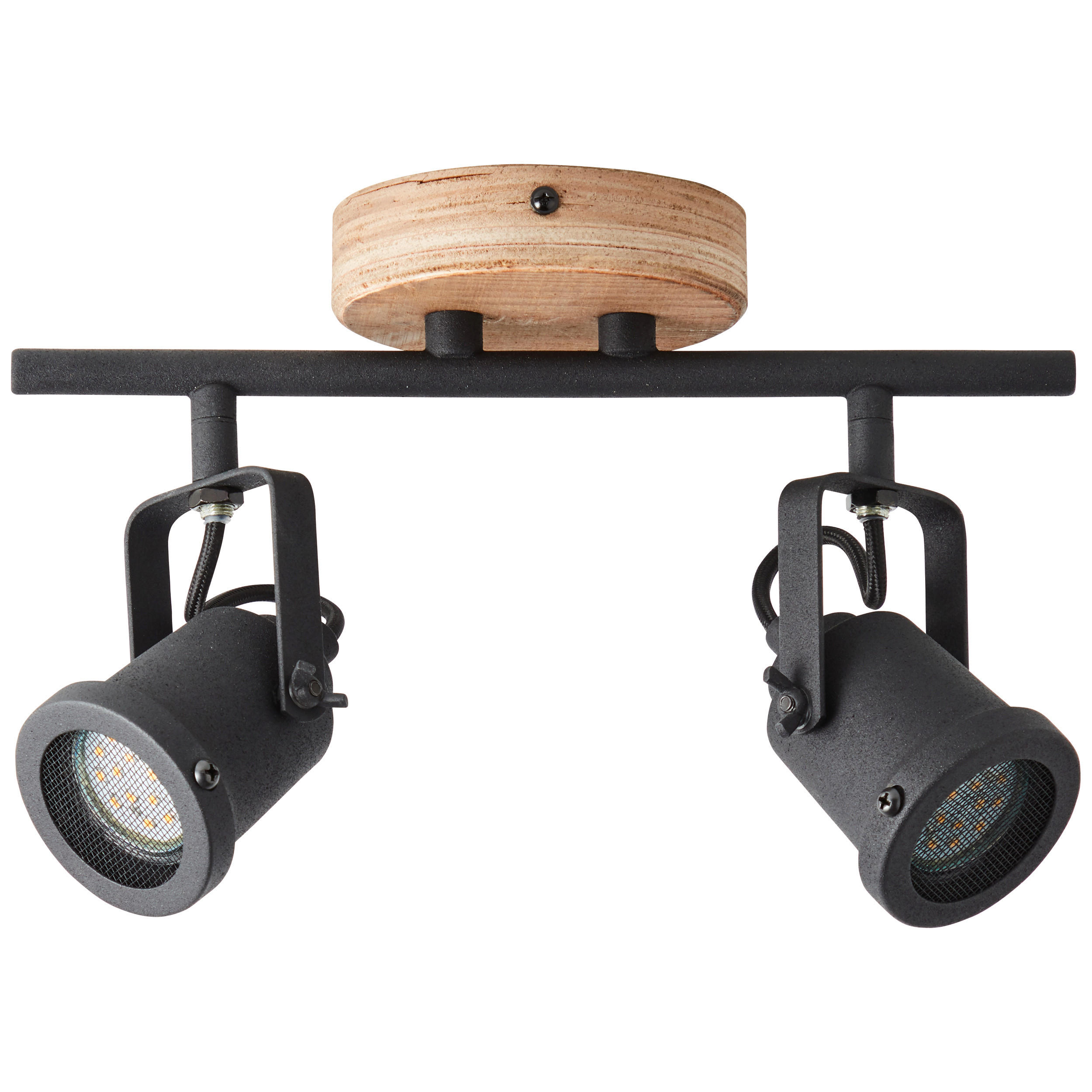 DECKENLEUCHTE Inge 30/17,5/12 cm   - Schwarz/Braun, Natur, Holz/Metall (30/17,5/12cm) - Brilliant