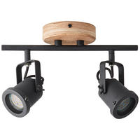 DECKENLEUCHTE    30/17,5/12 cm  - Schwarz/Braun, Natur, Holz/Metall (30/17,5/12cm) - Brilliant
