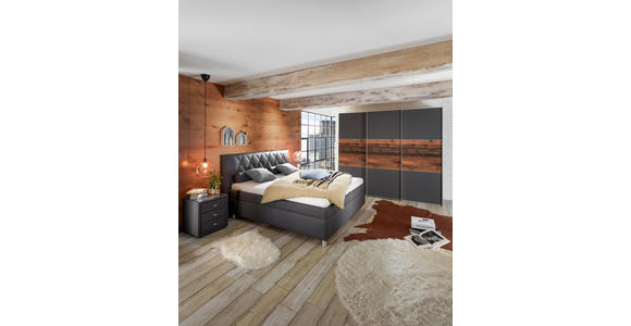 POLSTERBETT 180/200 cm in Anthrazit - Anthrazit/Silberfarben, KONVENTIONELL, Holz/Textil (180/200cm) - Esposa