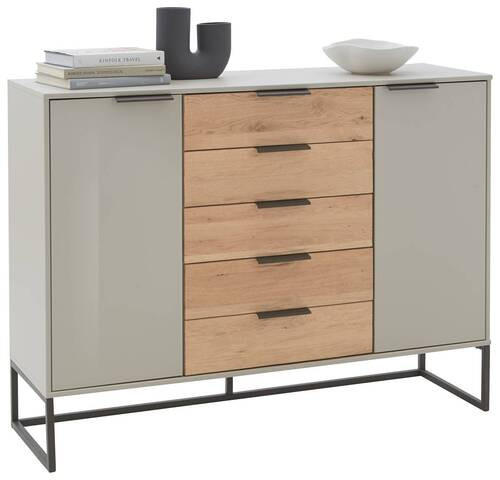 SIDEBOARD 141/105/43 cm  in Anthrazit, Eichefarben, Champagner  - Schieferfarben/Champagner, Design, Glas/Holz (141/105/43cm) - Dieter Knoll