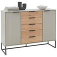 SIDEBOARD Eiche Anthrazit, Eichefarben, Champagner  - Schieferfarben/Champagner, Design, Glas/Holz (141/105/43cm) - Dieter Knoll