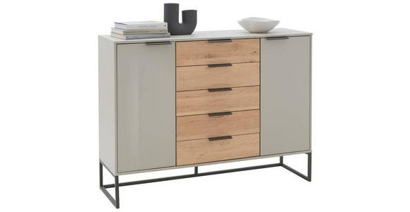 SIDEBOARD Eiche Anthrazit, Eichefarben, Champagner  - Schieferfarben/Champagner, Design, Glas/Holz (141/105/43cm) - Dieter Knoll