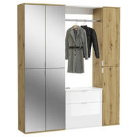 GARDEROBE 3-teilig  in 152/193/34 cm  - Weiß Hochglanz, KONVENTIONELL, Glas/Holzwerkstoff (152/193/34cm) - MID.YOU