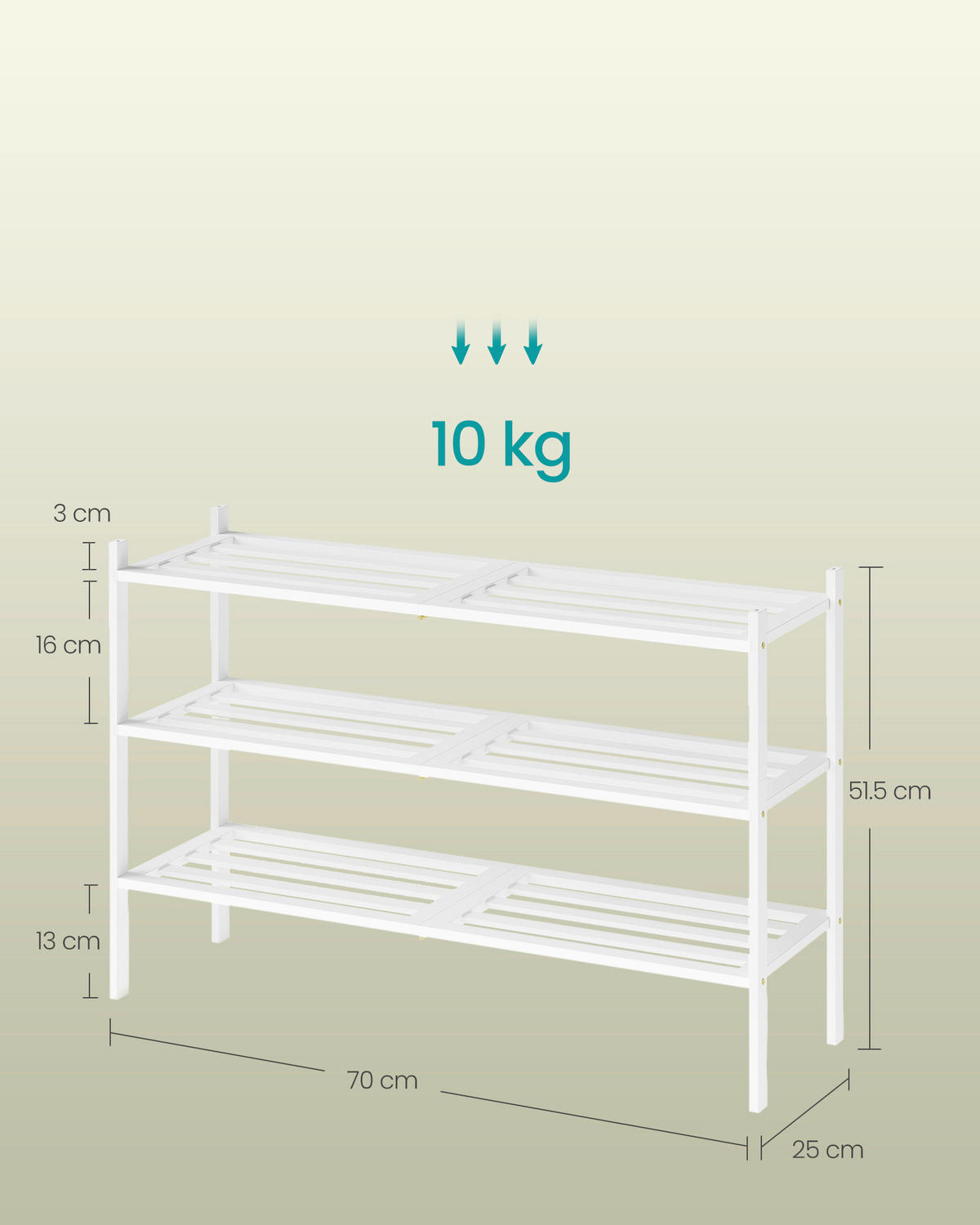 SCHUHREGAL Bambus Weiß  - Weiß, Basics, Holz (70/51,5/25cm)