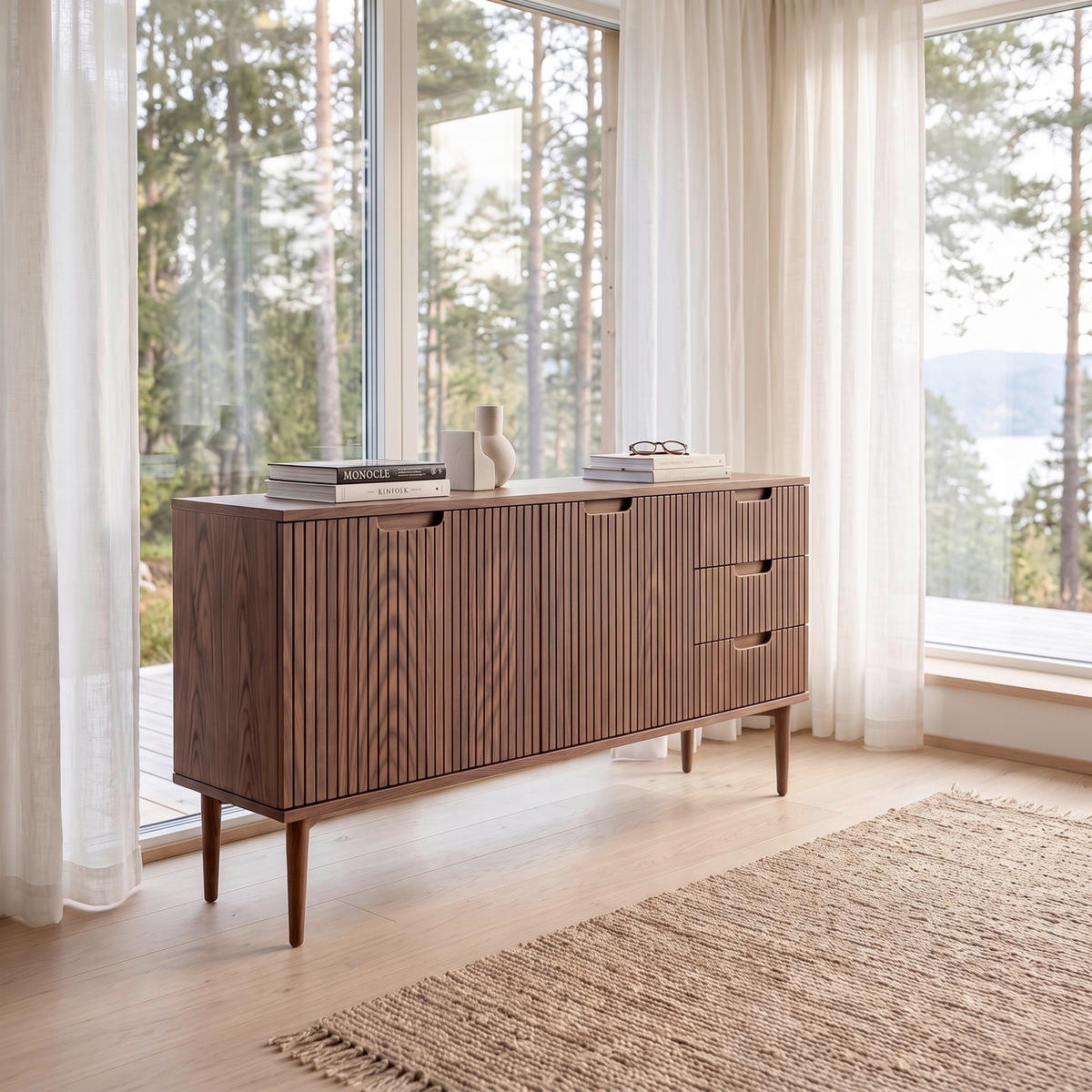 SIDEBOARD  160/75/40 cm 3 låda(or)  - mörkbrun, Klassisk, trä (160/75/40cm) - Niels Andersson