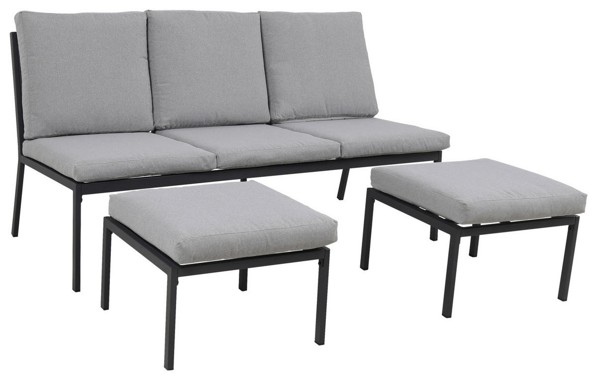 GARTENSET Webstoff Eisen  - Grau, Design, Textil/Metall (165/77/84cm) - Ambia Garden