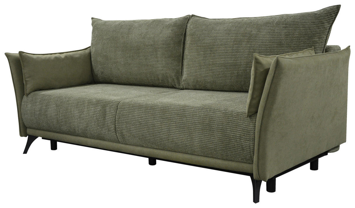 SCHLAFSOFA Cord, Flachgewebe Olivgrün  - Schwarz/Olivgrün, KONVENTIONELL, Textil/Metall (223/72/100cm) - Carryhome