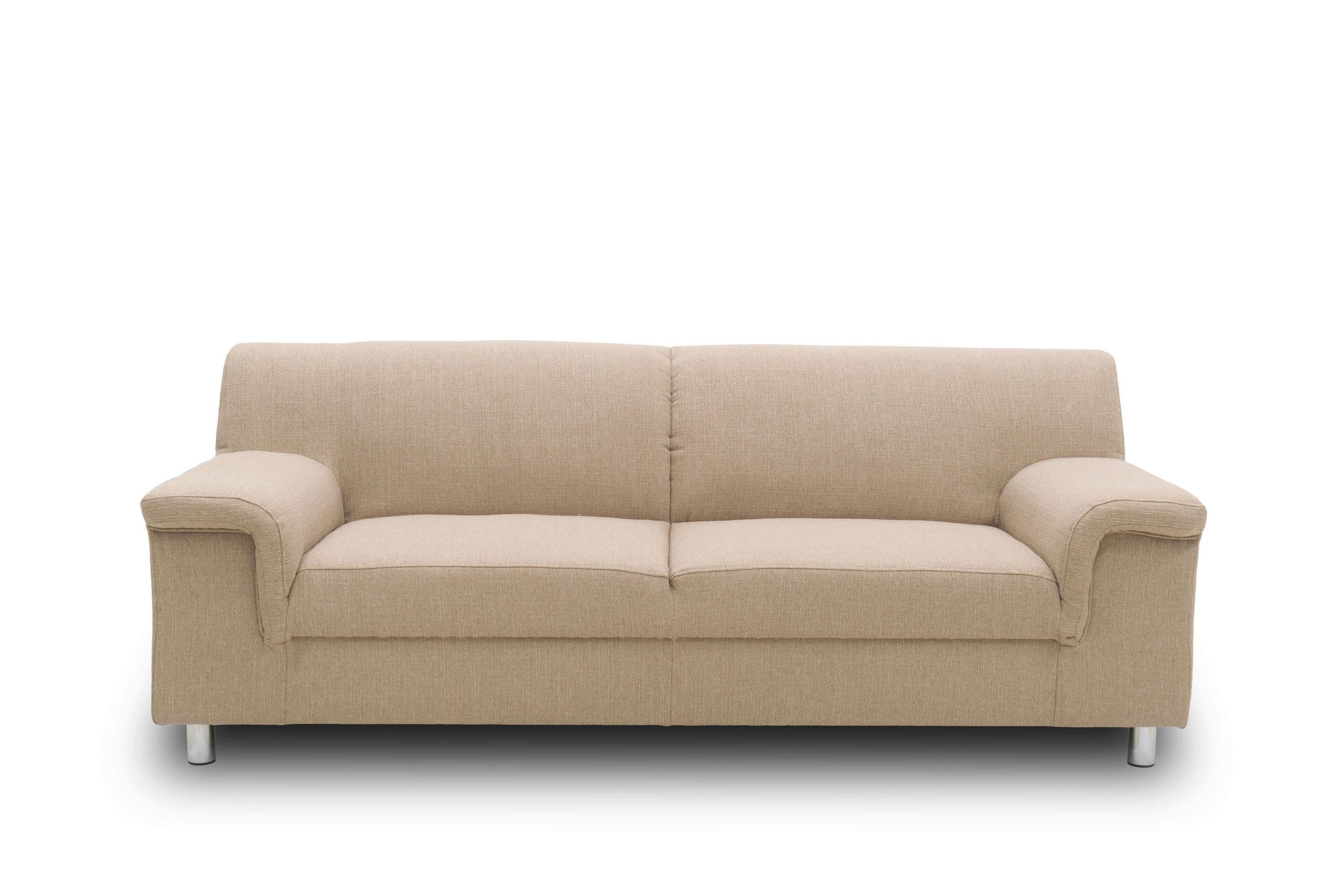 3-SITZER-SOFA Webstoff Beige  - Chromfarben/Beige, KONVENTIONELL, Textil/Metall (190/72/80cm) - MID.YOU