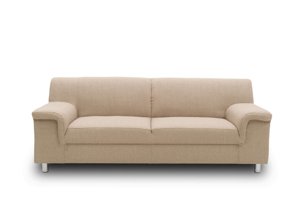 3-SITZER-SOFA  in Webstoff Beige  - Chromfarben/Beige, KONVENTIONELL, Textil/Metall (190/72/80cm) - MID.YOU