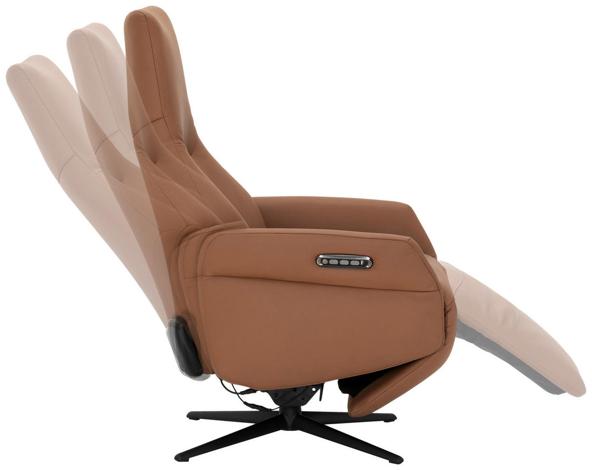 RELAXSESSEL Lederlook Echtleder    - Schwarz/Braun, KONVENTIONELL, Leder/Textil (70/111/86cm) - Livetastic