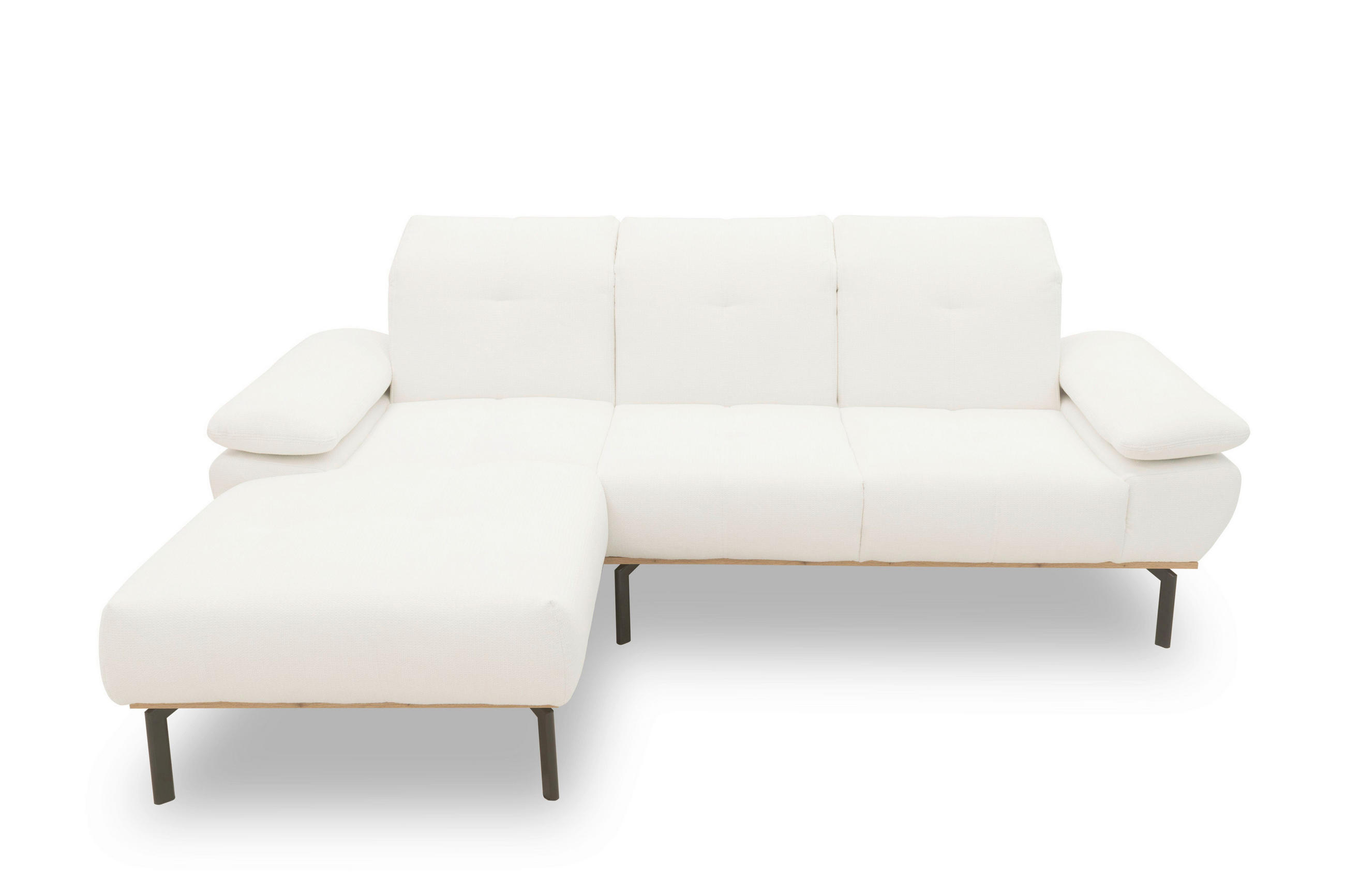 ECKSOFA Weiß Mikrofaser  - Wildeiche/Schwarz, Design, Textil/Metall (242/170cm) - MID.YOU