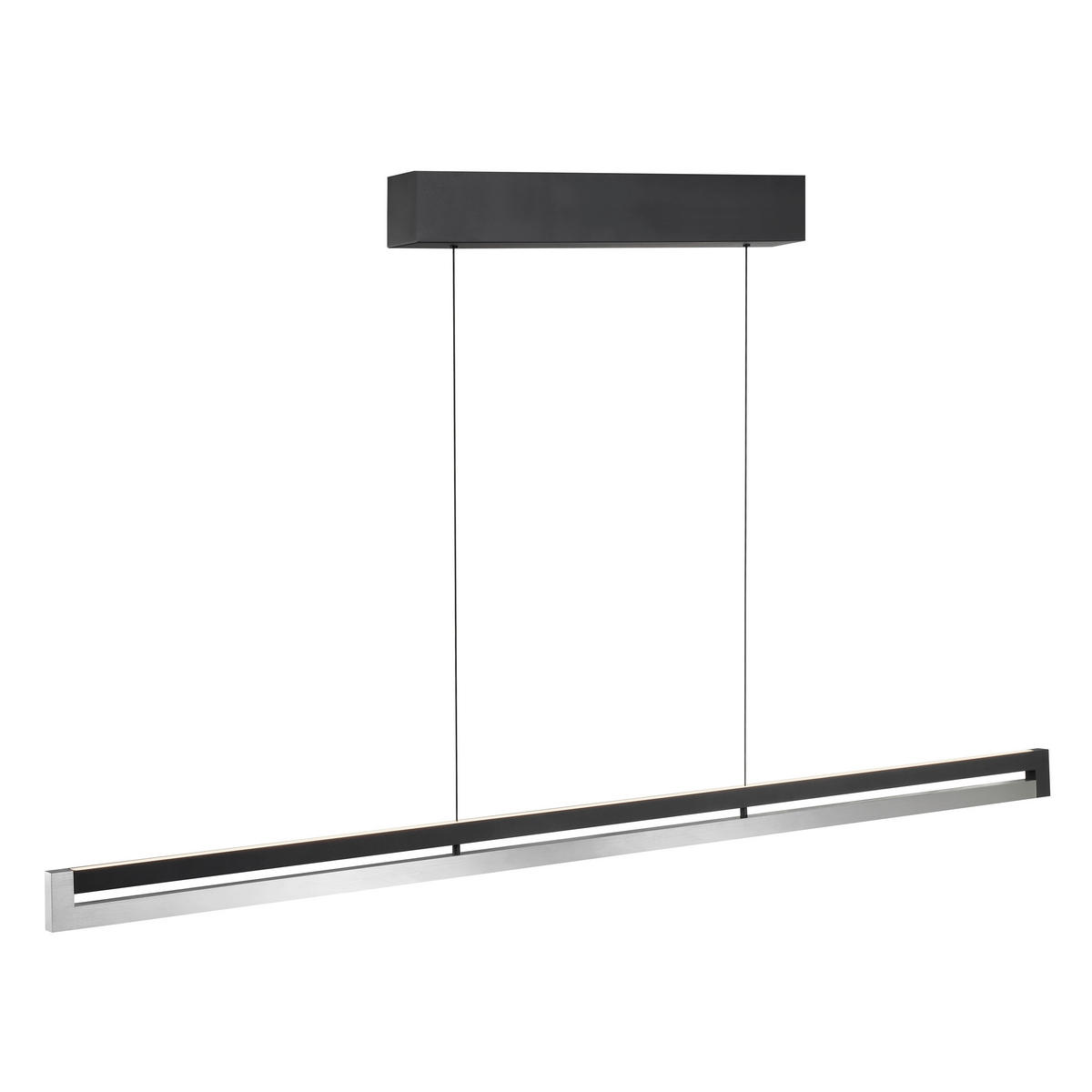 LED-HÄNGELEUCHTE PULSE 122,2/180/6,6 cm  - Schwarz/Alufarben, Design, Metall (122,2/180/6,6cm)