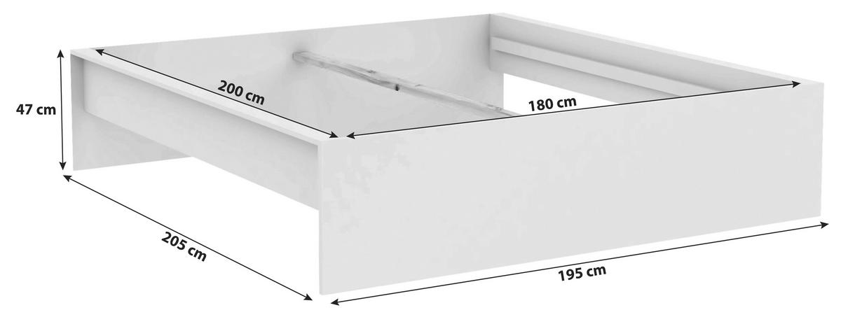 ÁGYKERET 180/200 cm  fehér  - fehér, Konventionell, faalapú anyag (180/200cm) - Hom`in