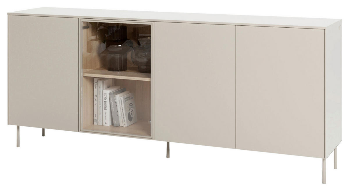 SIDEBOARD 195/83/41 cm Eichefarben, Kaschmir  195/83/41 cm  - Kaschmir/Eichefarben, MODERN, Glas/Holzwerkstoff (195/83/41cm) - Carryhome