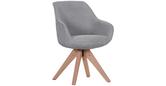 ARMLEHNSTUHL drehbar  Stoffauswahl, Typenauswahl, Sitzfläche 360° drehbar Cord  - Eichefarben/Hellgrau, Design, Holz/Textil (60/83/65cm) - Landscape