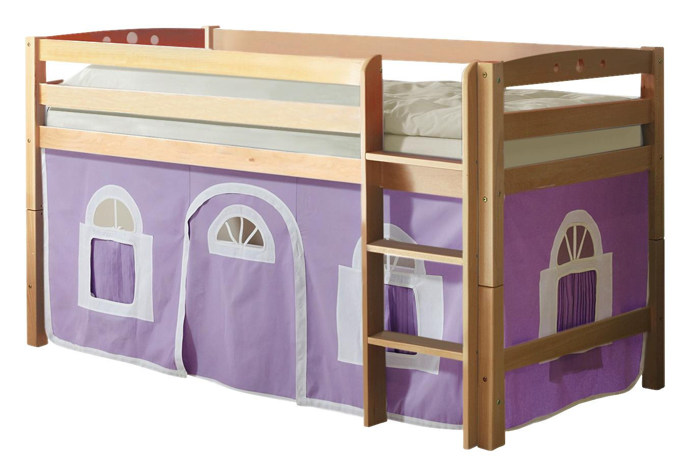Hochbett 90/200 cm in Weiß, Violett