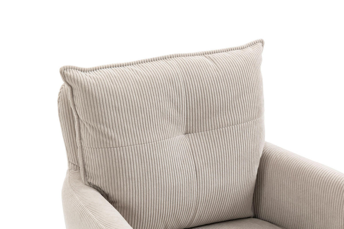 BARHOCKER Cord Beige Eisen Sitzfläche 360° drehbar, Stoffauswahl, inklusive Armlehnen  - Beige/Schwarz, Design, Textil/Metall (54/98-120/58cm) - Novel
