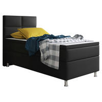 BOXSPRINGBETT  in Schwarz  - Silberfarben/Schwarz, KONVENTIONELL, Leder/Textil (90/115/210cm) - MID.YOU