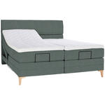 BOXSPRINGBETT 200/200 cm  in Grün  - Eichefarben/Grün, KONVENTIONELL, Holz/Textil (200/200cm) - Voleo