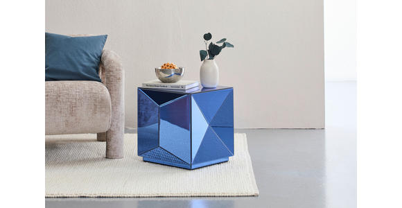 BEISTELLTISCH in Glas, Holzwerkstoff 40/40/40 cm  - Blau, Trend, Glas/Holzwerkstoff (40/40/40cm) - Novel