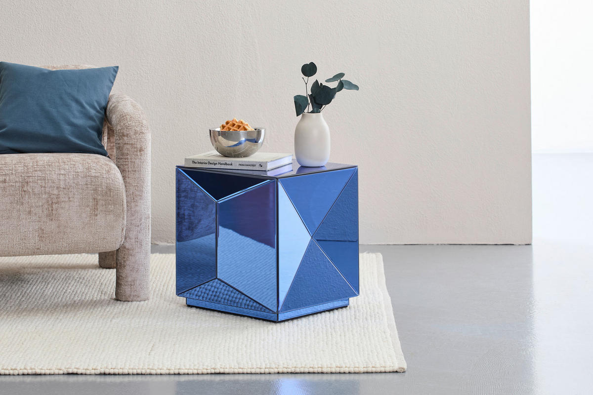 BEISTELLTISCH 40/40/40 cm Blau quadratisch  - Blau, Trend, Glas/Holzwerkstoff (40/40/40cm) - Novel