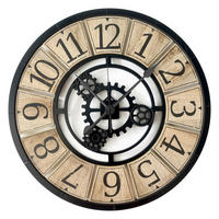 WANDUHR - Schwarz, Weiß, Eichefarben  - Eichefarben/Schwarz, Basics, Holz/Kunststoff (57cm)