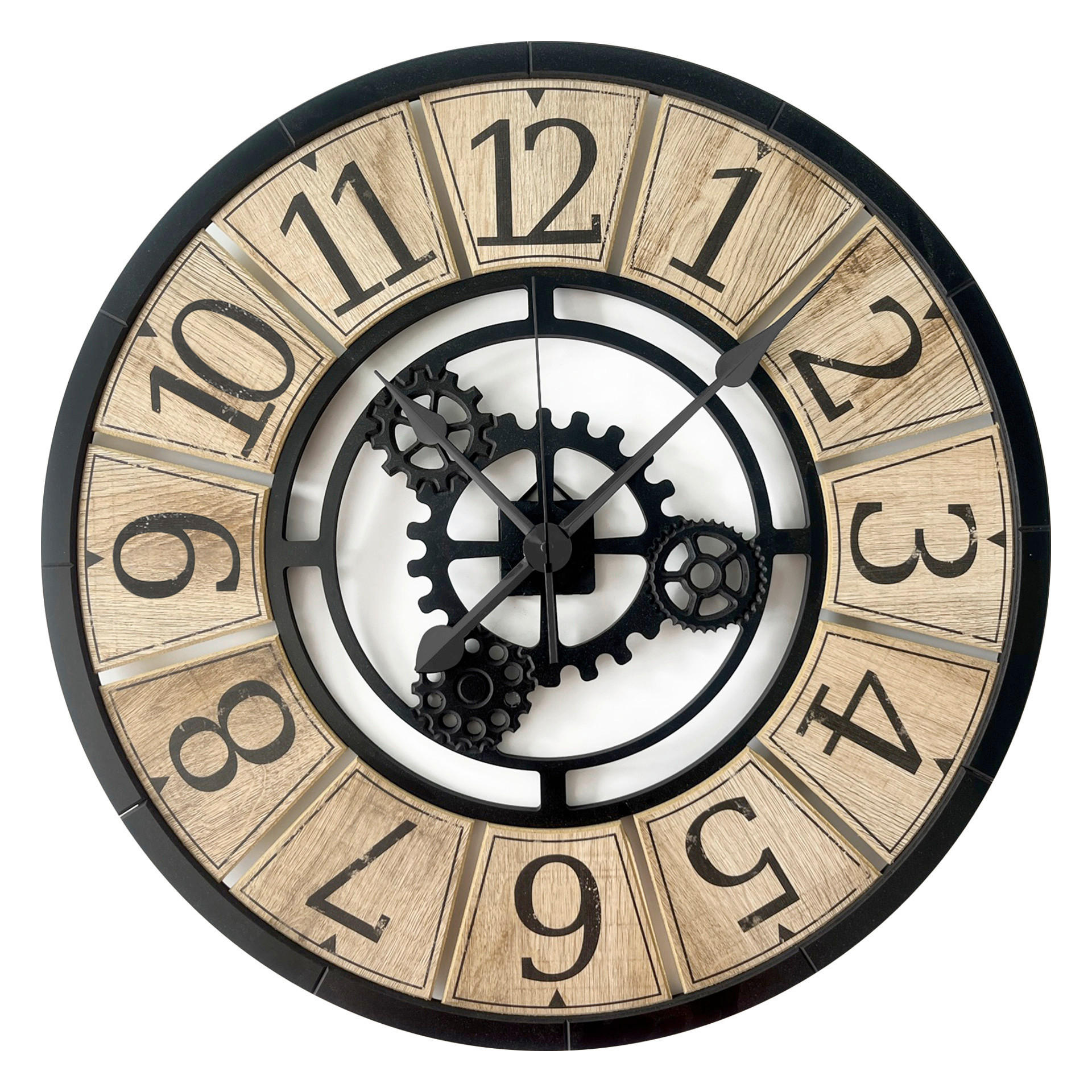 XXXLutz Wanduhr - Schwarz, Weiß, Eiche
