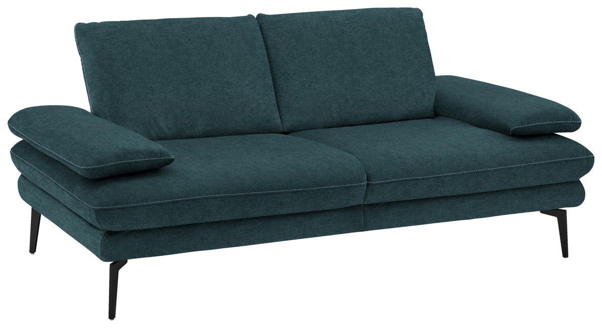 2,5-SITZER in Velours Petrol  - Beige/Petrol, Design, Textil/Metall (196/89/104cm) - Dieter Knoll