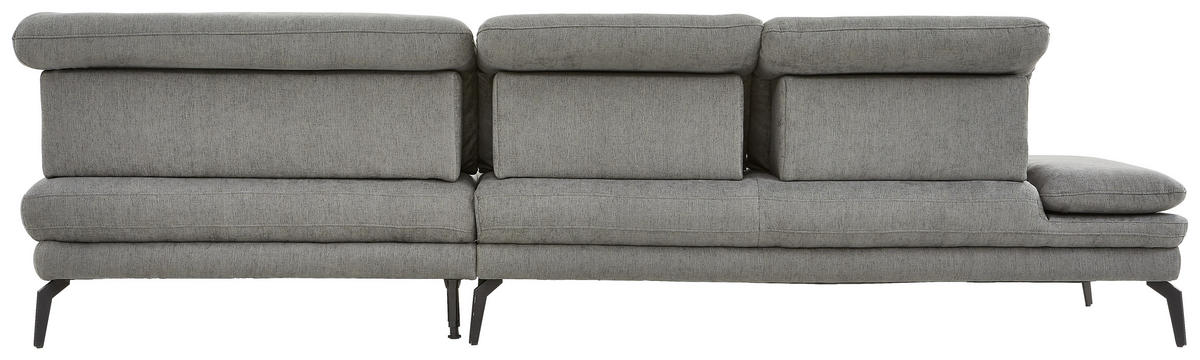 ECKSOFA in Webstoff Grau  - Schwarz/Grau, Design, Textil/Metall (293/197cm) - Stylife