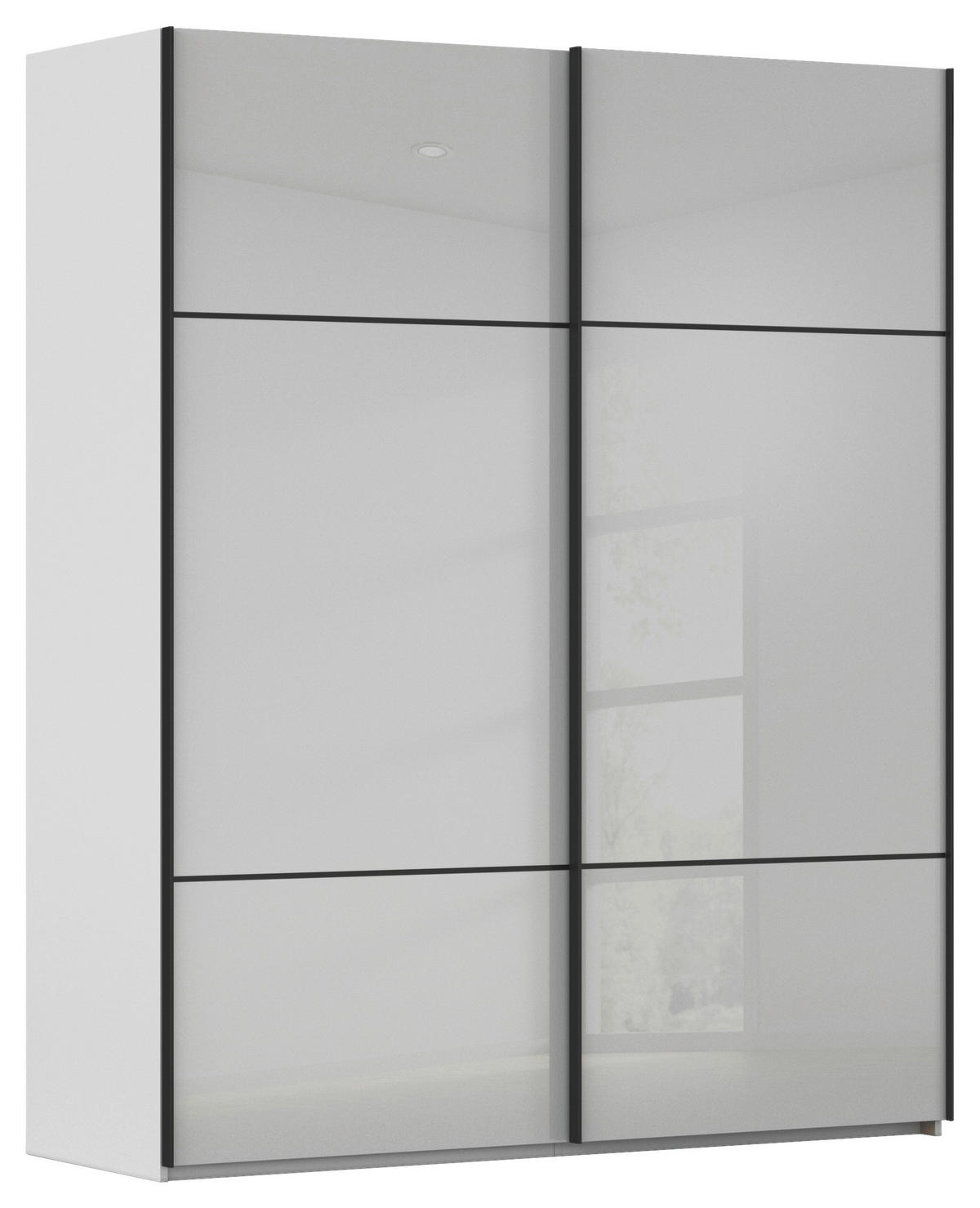 SCHWEBETÜRENSCHRANK Grau  - Schwarz/Grau, Konventionell, Glas/Holzwerkstoff (162/223/68cm) - Novel