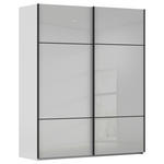 SCHWEBETÜRENSCHRANK 162/223/68 cm 2-türig Grau  - Schwarz/Grau, KONVENTIONELL, Glas/Holzwerkstoff (162/223/68cm) - Novel