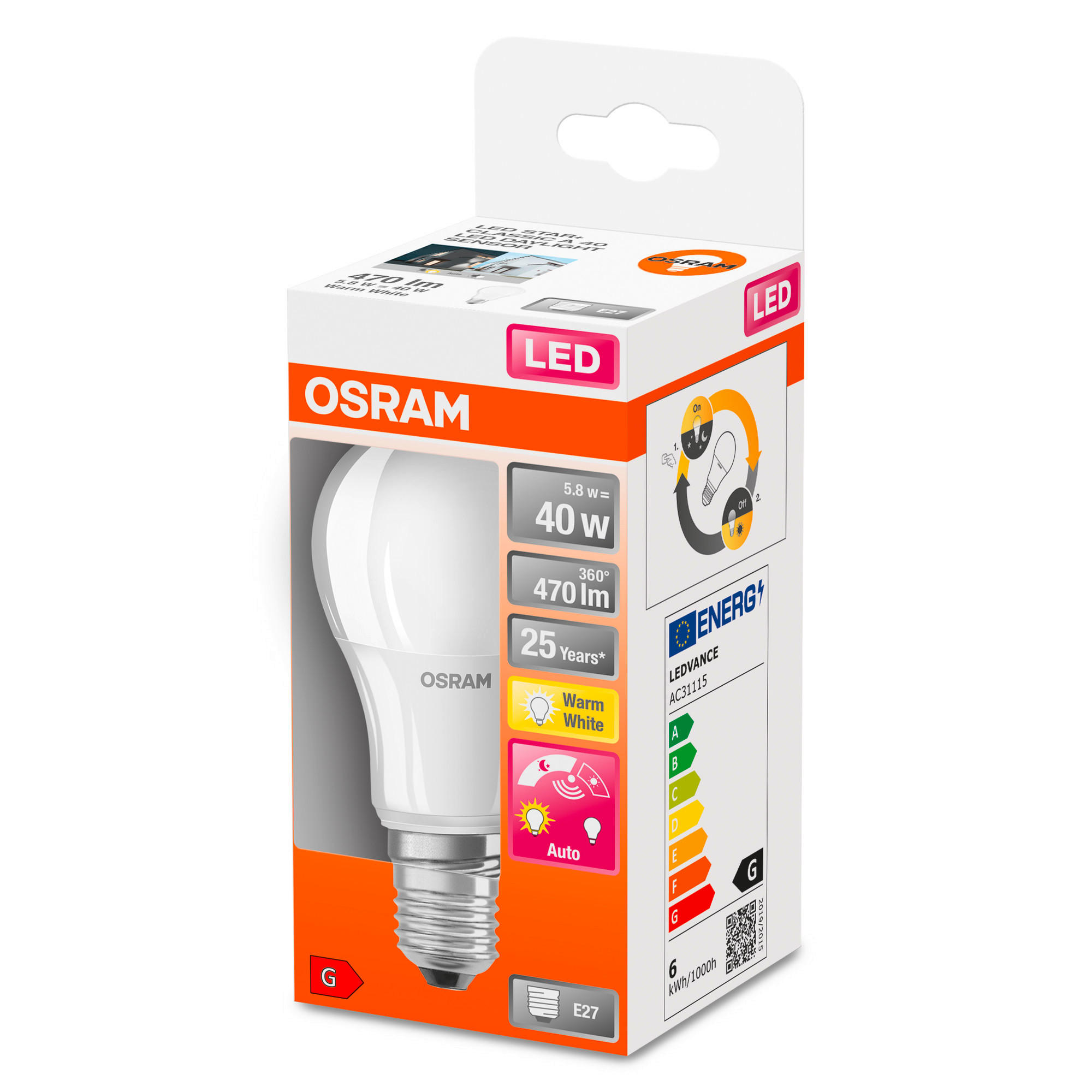 LED-LEUCHTMITTEL   E27 5,8 W 470 lm  - Weiß, Basics, Kunststoff (6/10,8cm) - Osram